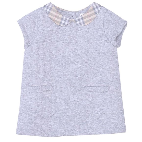 Burberry Gray Kids Casual Dress with Plaid Collar - Picture 1 of 15